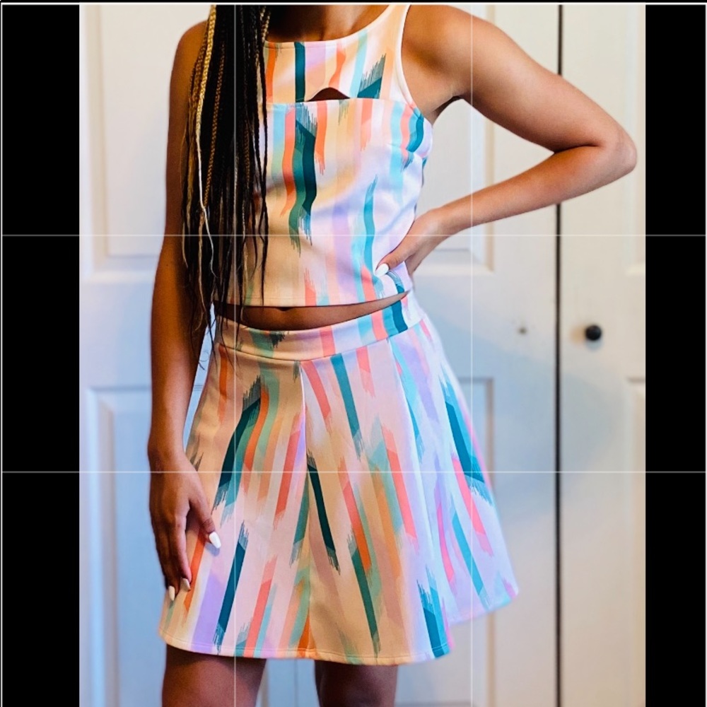 Two piece crop top and skirt